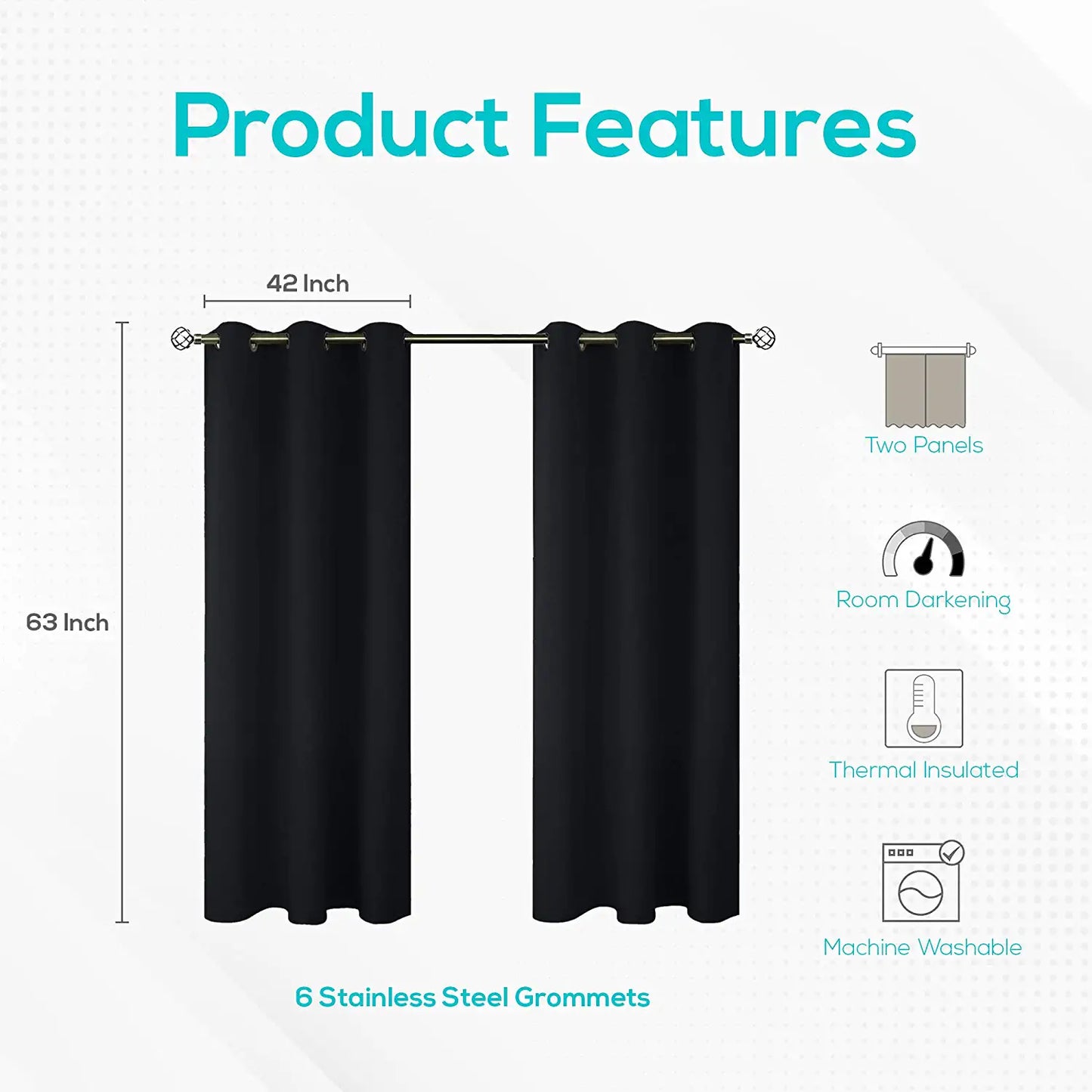 2 panels black out curtains