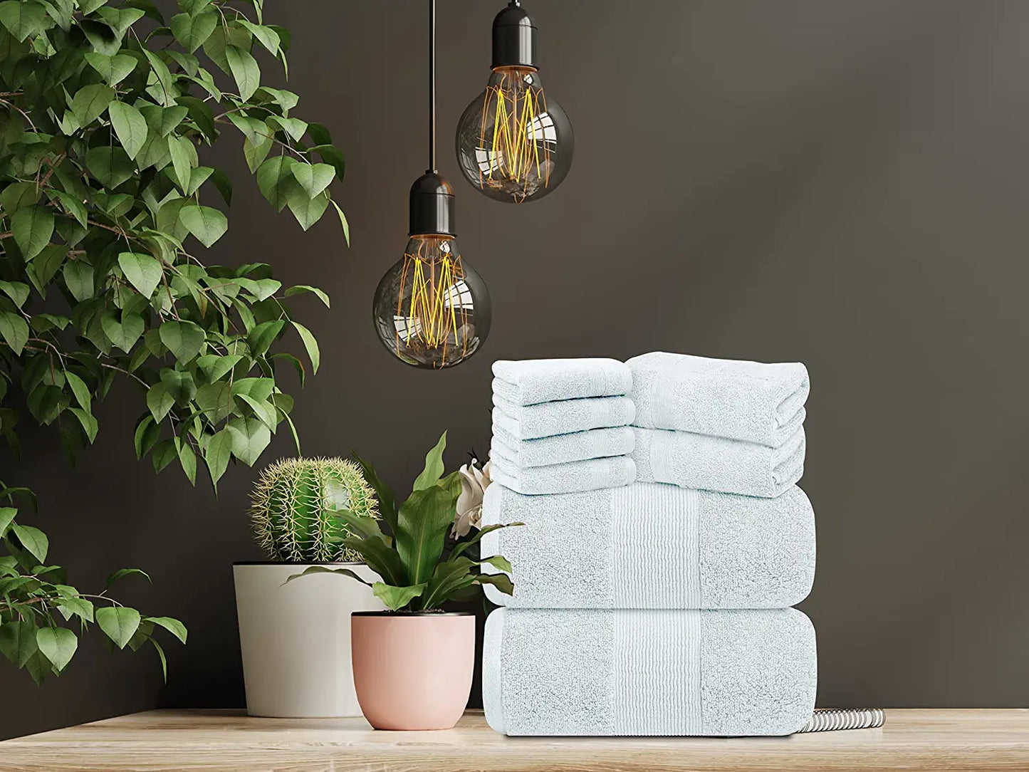 Light Blue 8Pc Towel Set Lifestyle