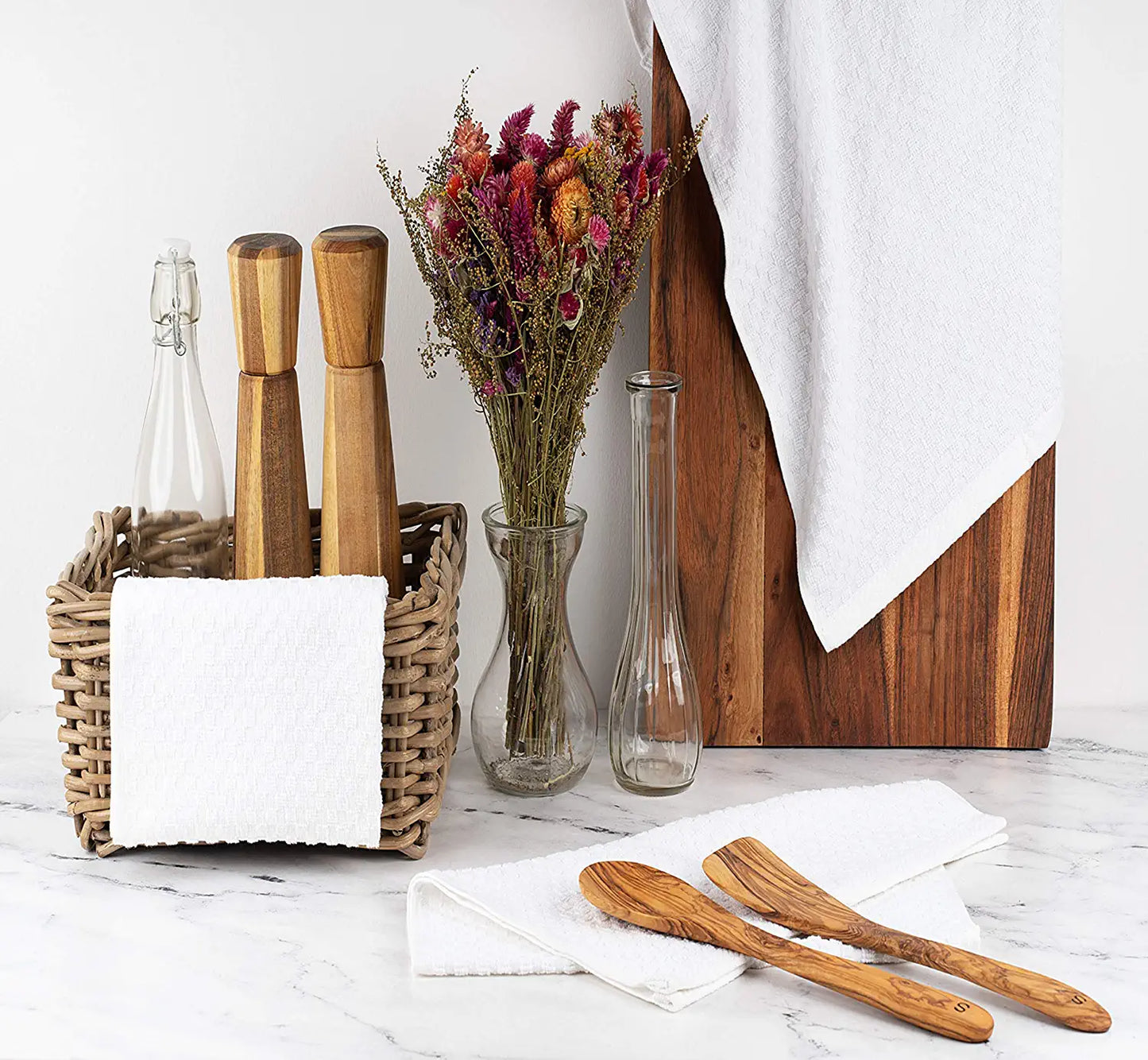 White Dish Dobby Weave Hand Towels