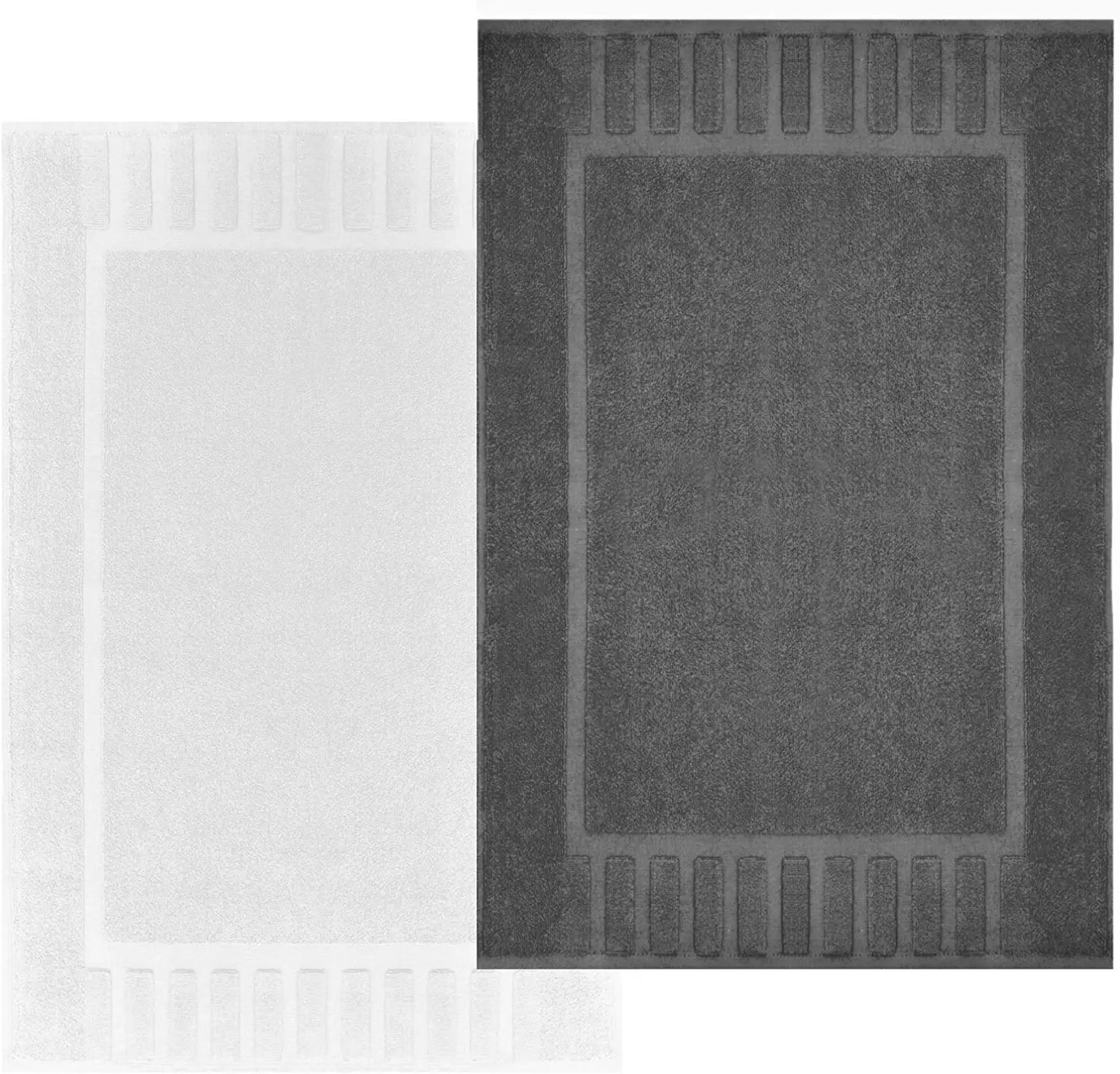 white & gray bath mats