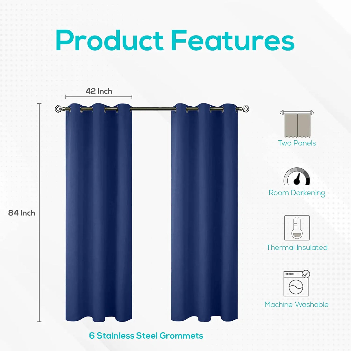 42x84 navy blue curtains