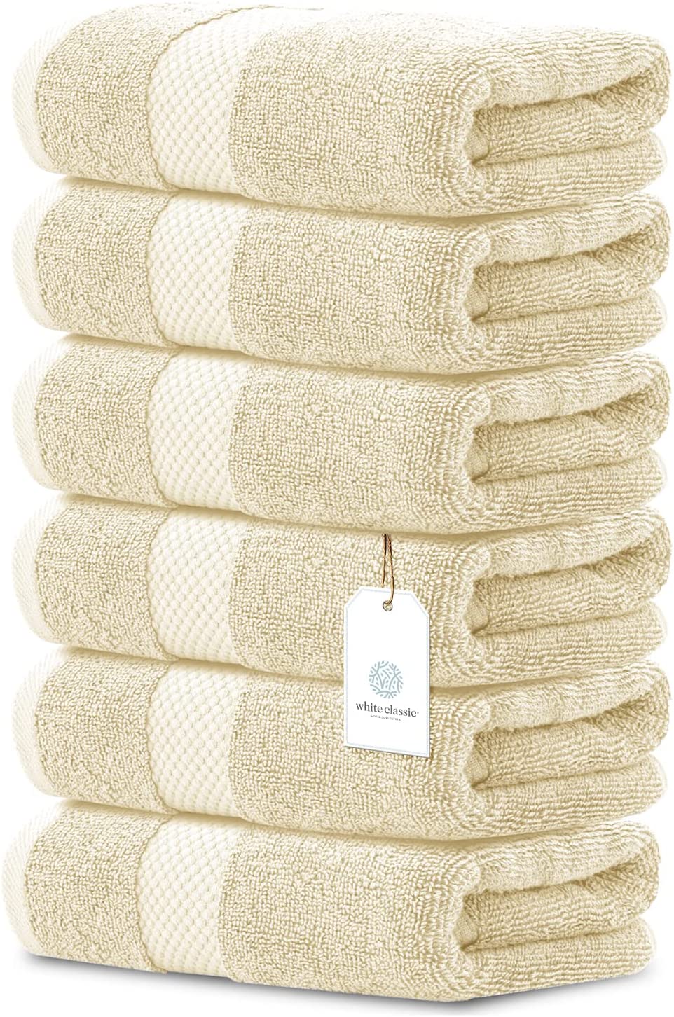 White Classic 6Pc Beige Hand Towel