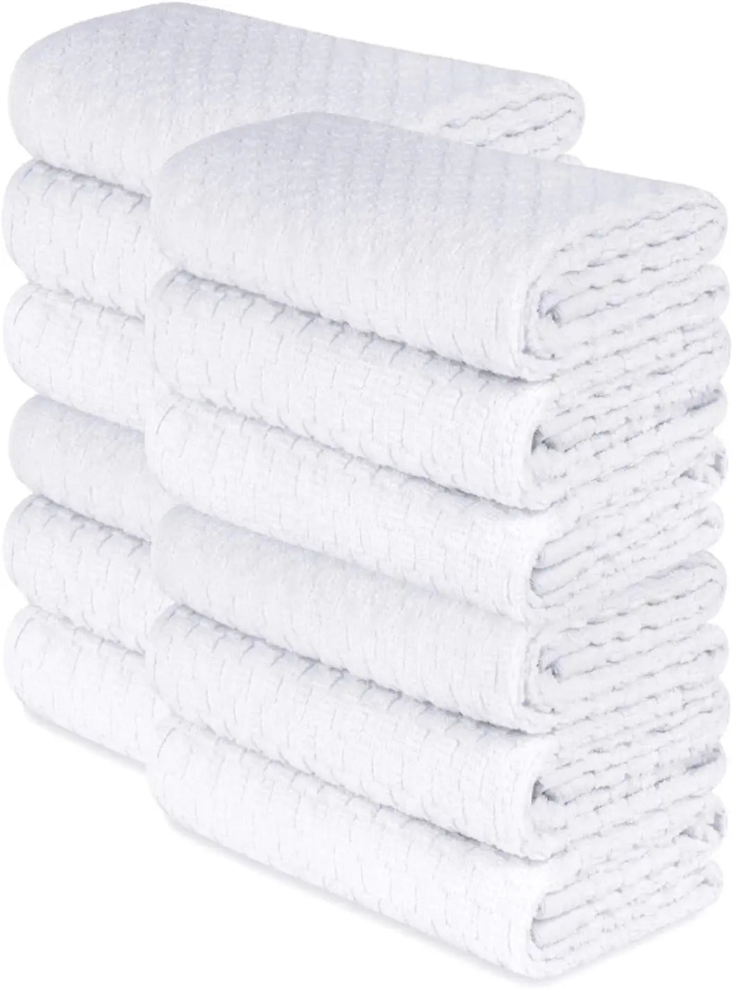 White Classic Dish Towel Set, 12 Pack Kitchen Dish Hand Towels 100% Cotton  Dobby Weave, 410 GSM Absorbent Kitchen Hand Towels, Washable Terry Home