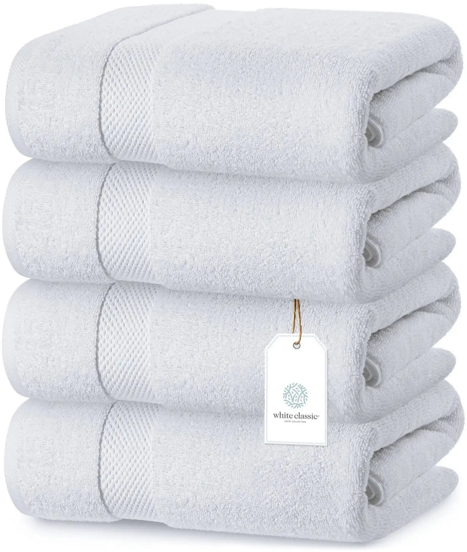 Hotel Collection Luxury Bath Towels 27x54 4 Pack WHITE CLASSIC