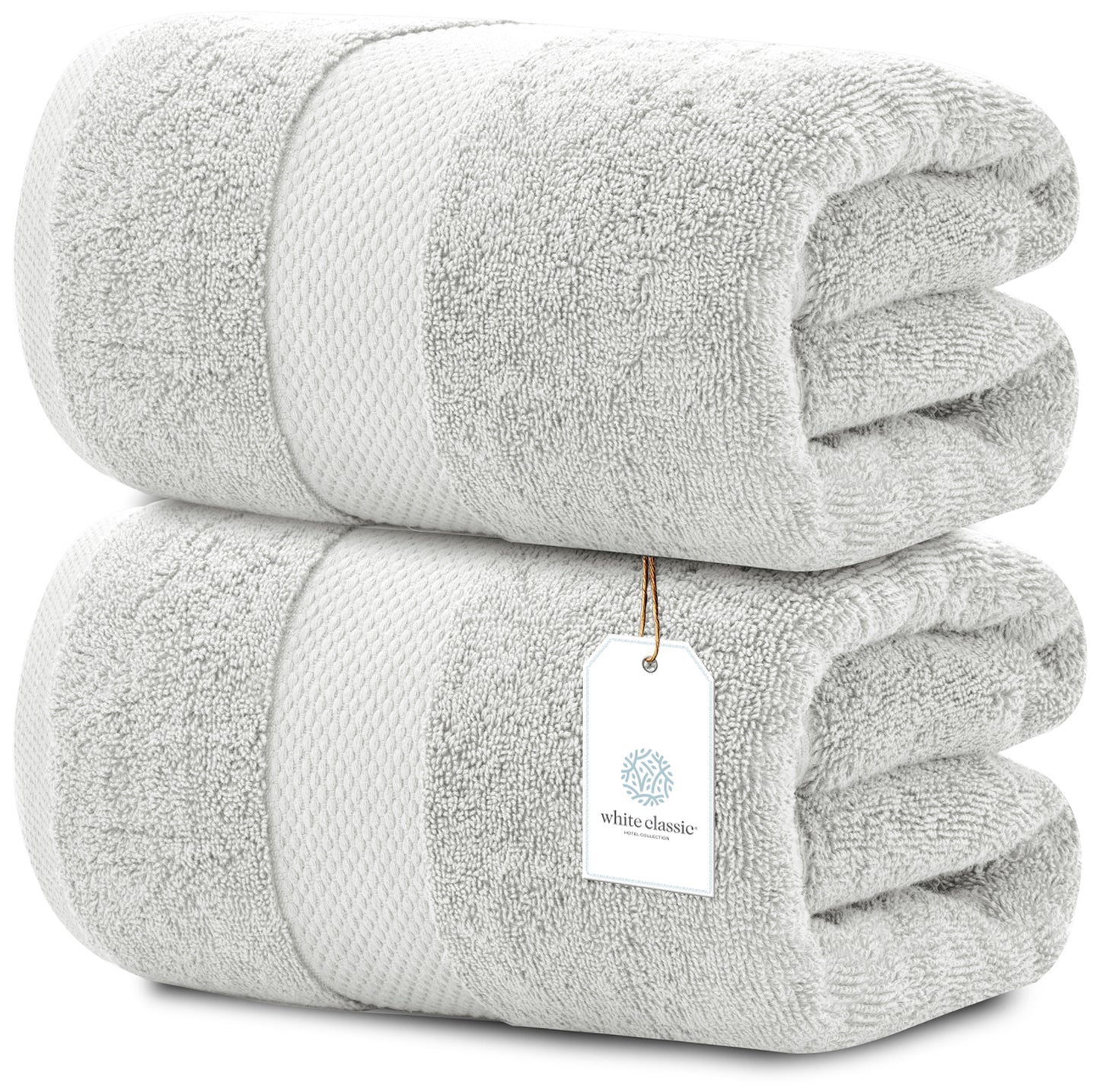 white classic 2pc silver bath sheet