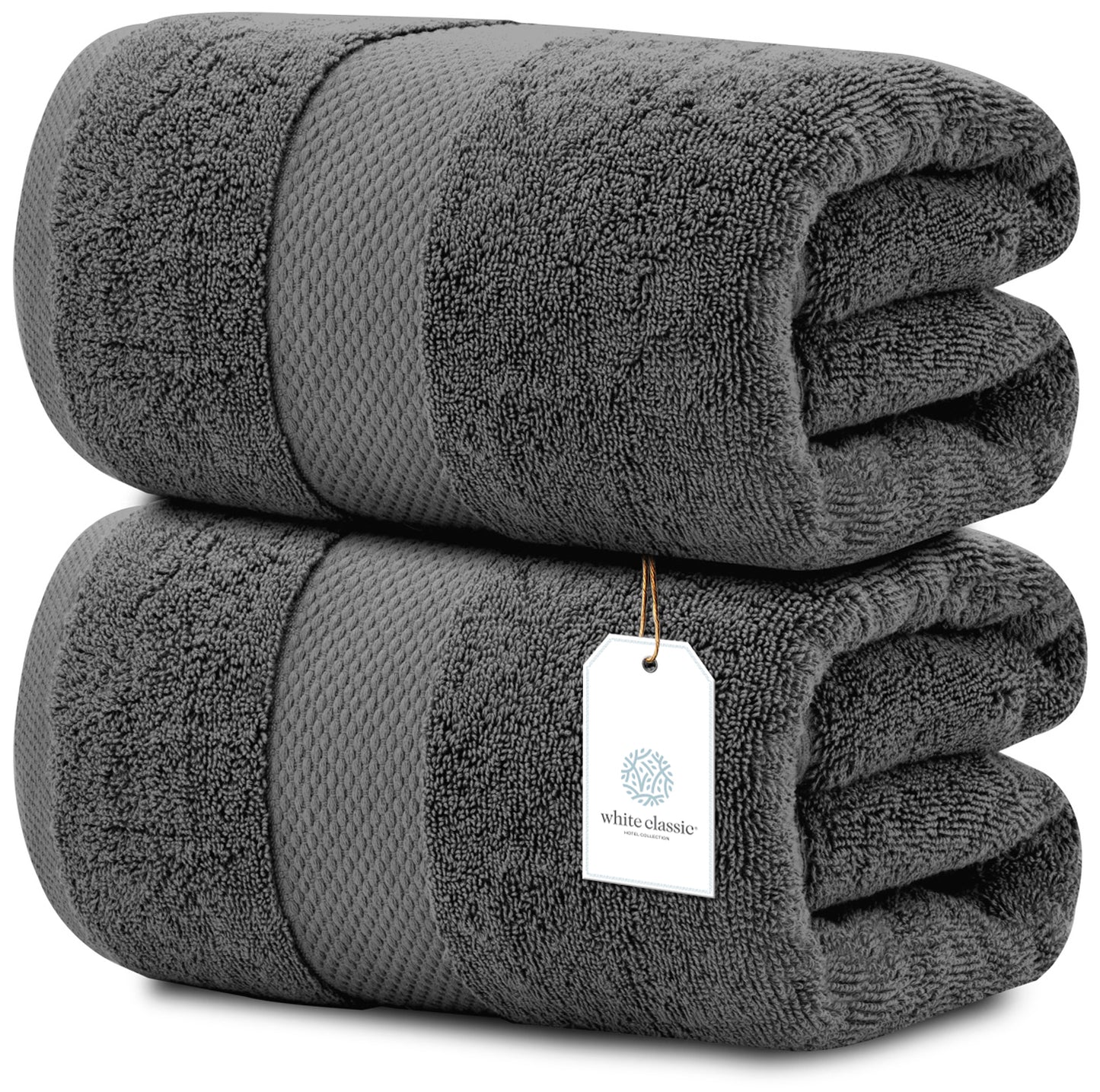 white classic 2pc gray bath sheet
