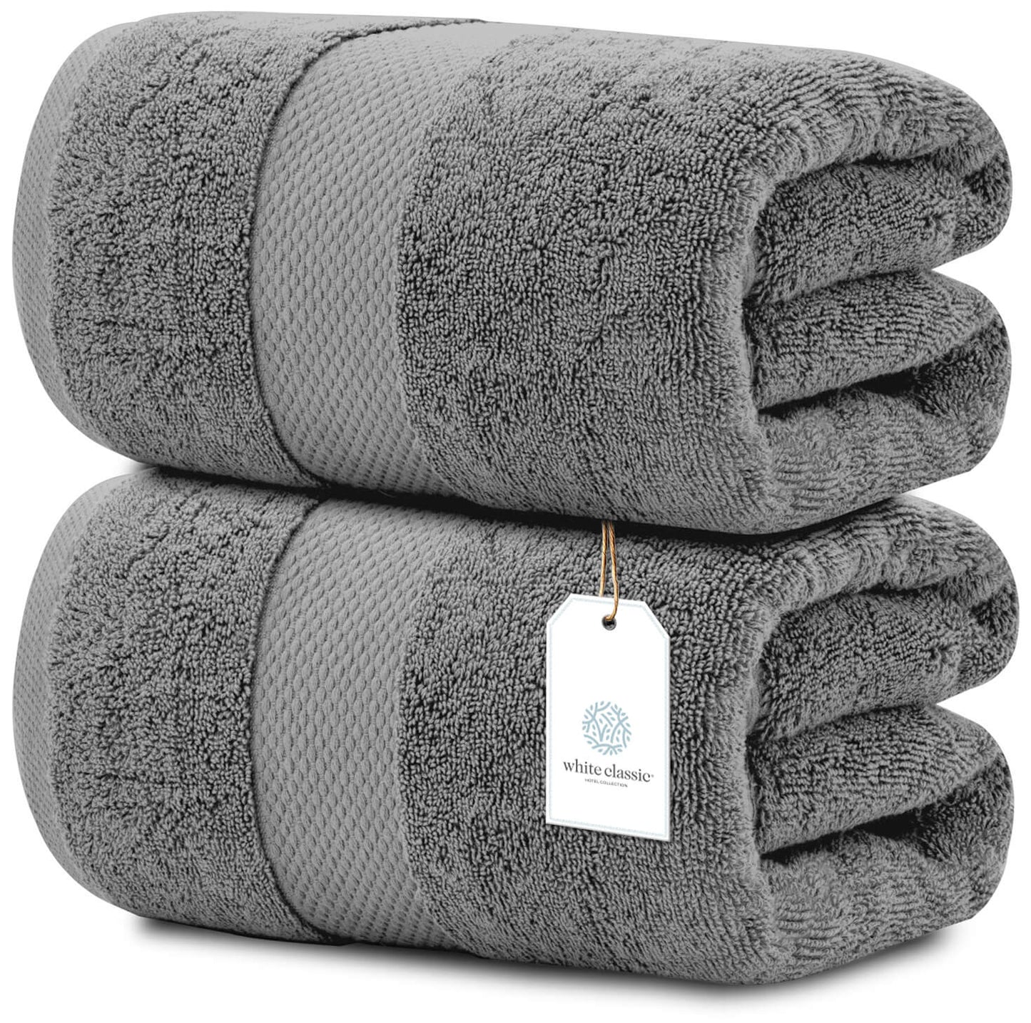 white classic 2pc gray bath sheets