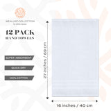 Wealuxe Home Collection Hand Towels | 16x27 | 12 Pack
