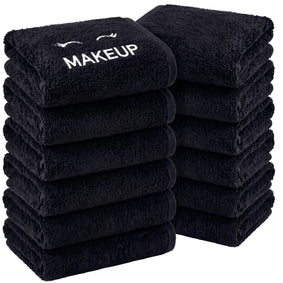 Bleach Safe Black Makeup Washcloths for Face Cleansing, Super Soft Luxury Cotton Black Makeup Towels, Highly Absorbent and Quick Dry, All Makeup Remover Cloth 13 x 13 inch - [12 Pack, 24 Packs = 288 PCS]
