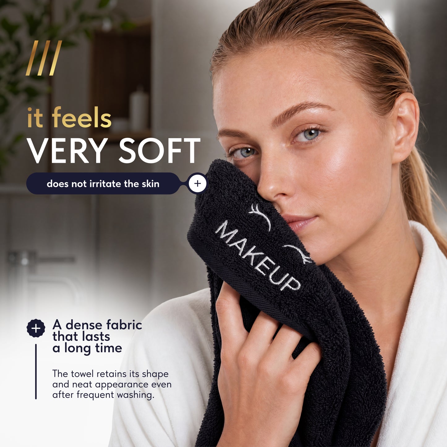Bleach Safe Black Makeup Washcloths for Face Cleansing, Super Soft Luxury Cotton Black Makeup Towels, Highly Absorbent and Quick Dry, All Makeup Remover Cloth 13 x 13 inch - [12 Pack, 24 Packs = 288 PCS]