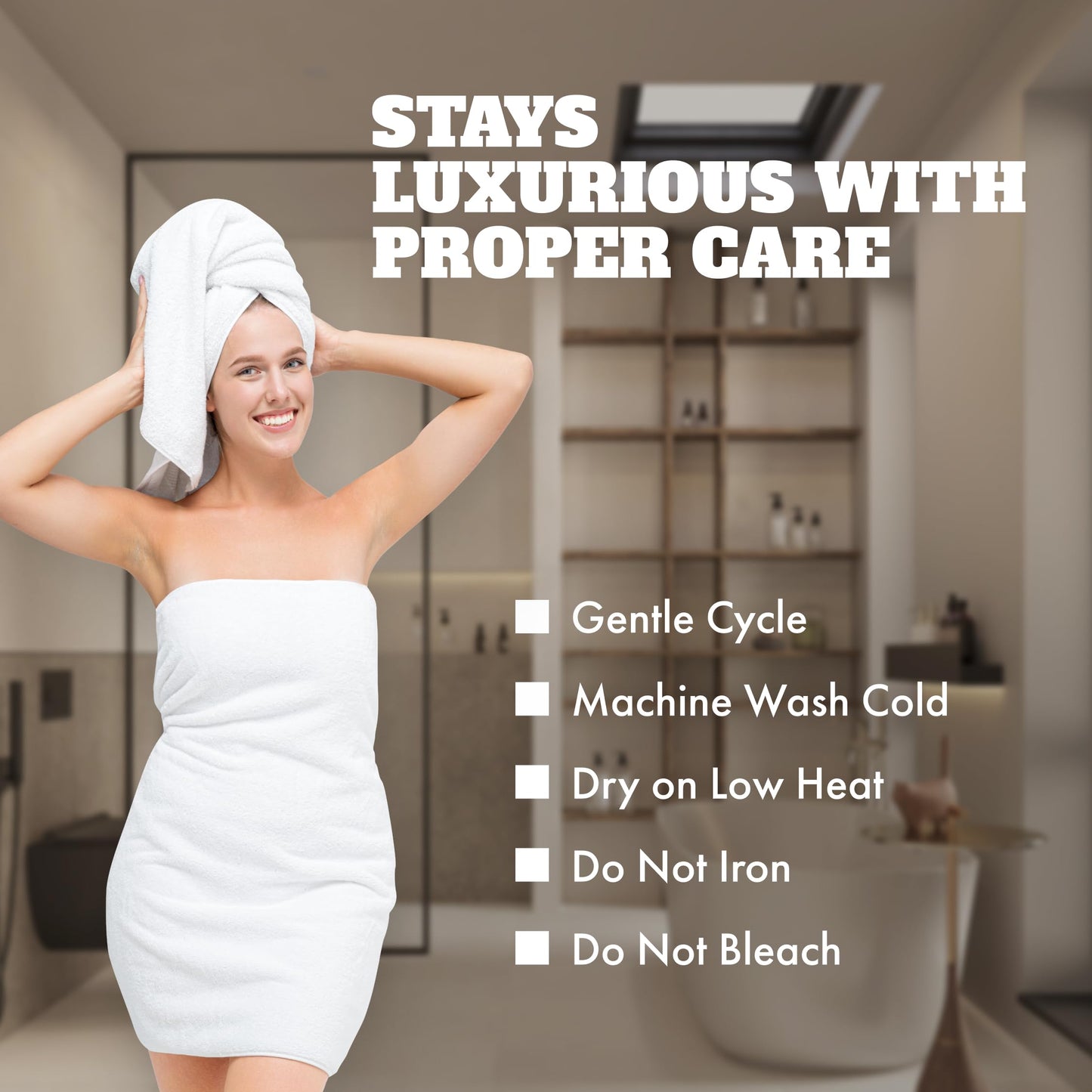 Wealuxe White Bath Towels 24x50 Inch, 6 Pack - Extra Absorbent Cotton Towel Set for Bathroom