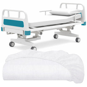 White Classic Fitted Hospital Bed Sheets, Cotton Fitted Sheet with 200 Thread Count, Soft Standard Sheets for Hospital Bed Size: 36" x 80" x 9"