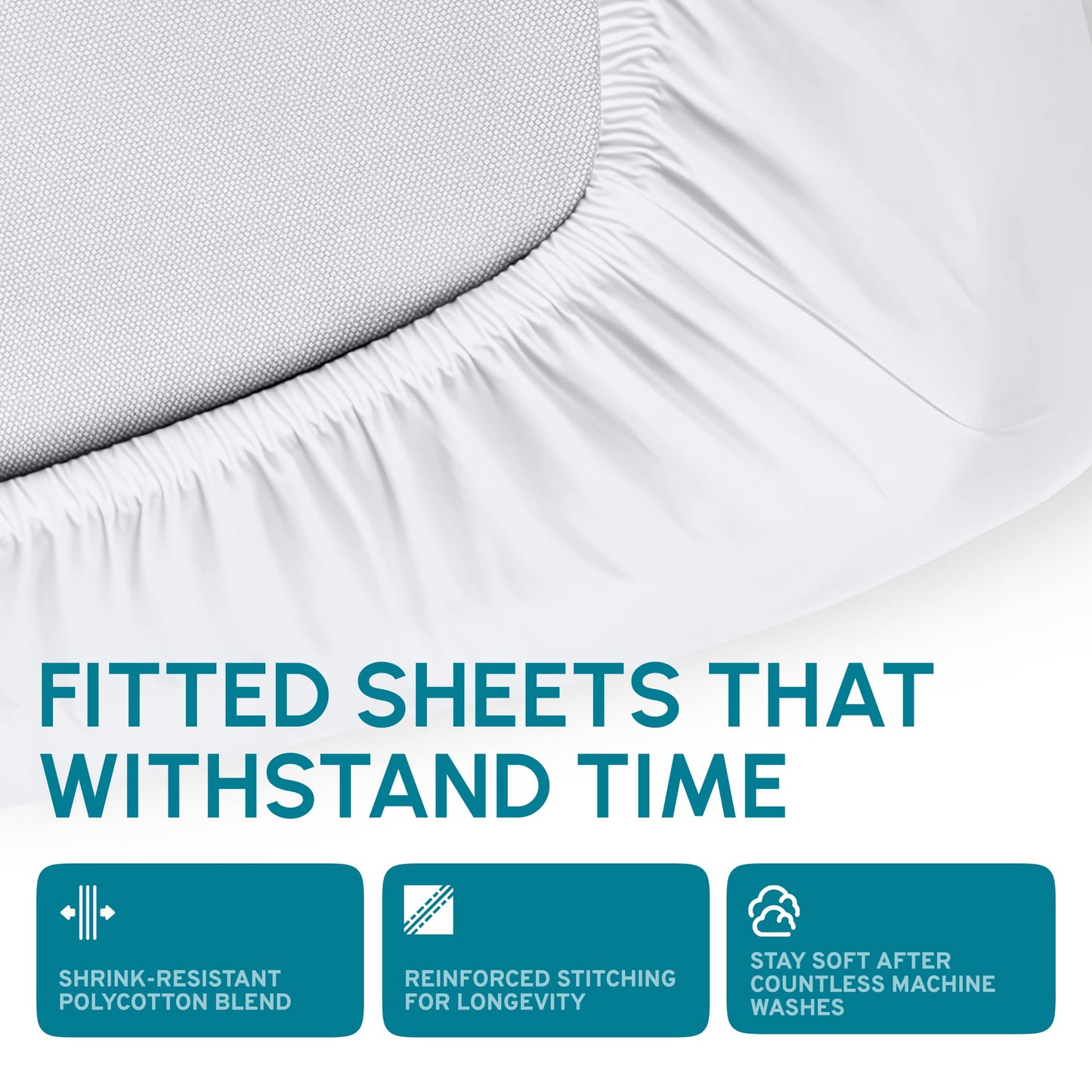 White Classic Fitted Hospital Bed Sheets Set of 3, Cotton Fitted Sheet With 200 Thread Count, Soft Standard Sheets For Hospital Bed  Size: 36" x 80" x 9"