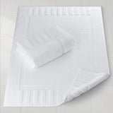 White Classic Luxury Bath Mat Floor Towel Set - Absorbent Cotton Hotel Spa Shower/Bathtub Mats [Not a Bathroom Rug] 22"x34" | 2 Pack | White