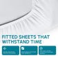 White Classic Fitted Hospital Bed Sheets, Cotton Fitted Sheet with 200 Thread Count, Soft Standard Sheets for Hospital Bed Size: 36" x 80" x 9"