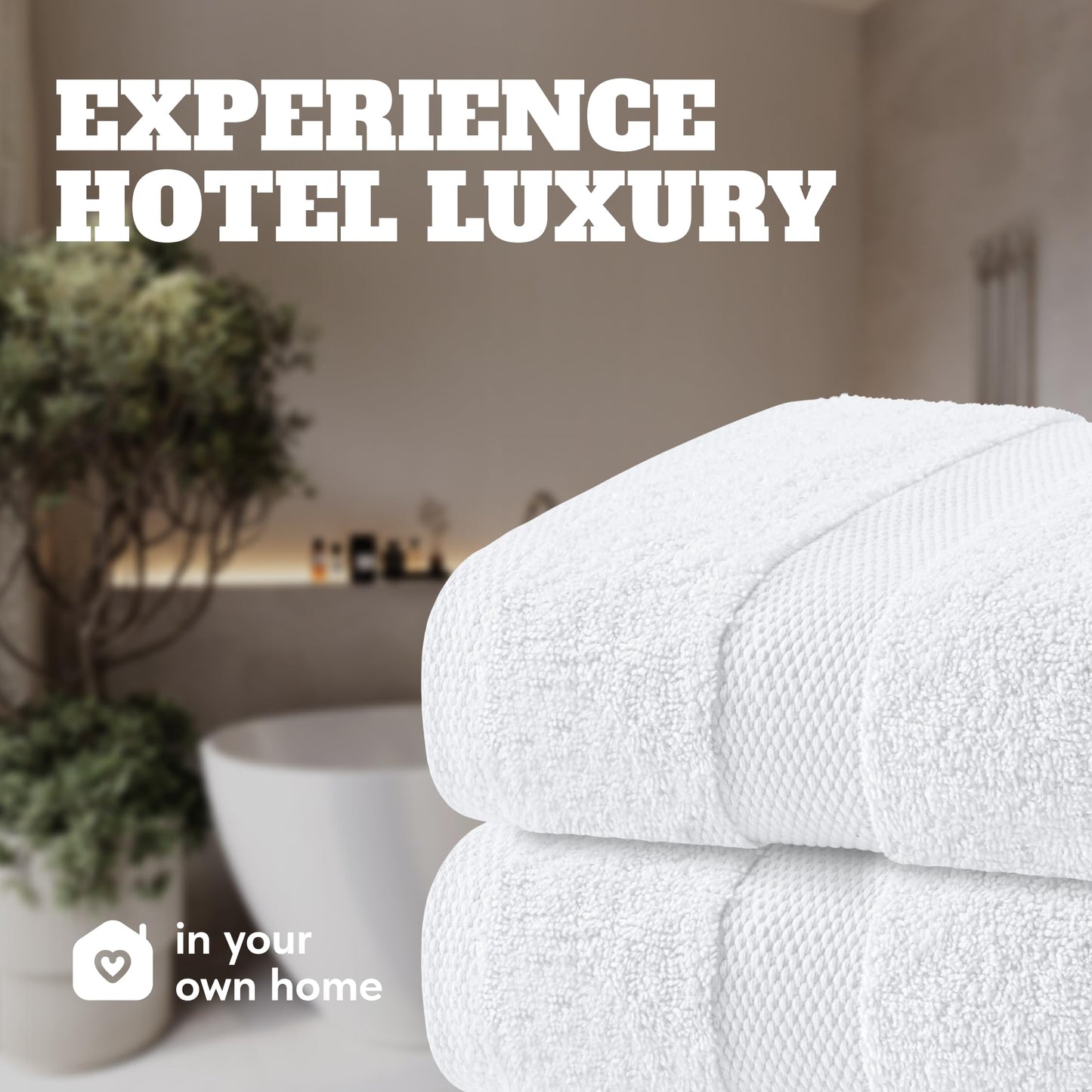 Wealuxe White Bath Towels 24x50 Inch, 6 Pack - Extra Absorbent Cotton Towel Set for Bathroom