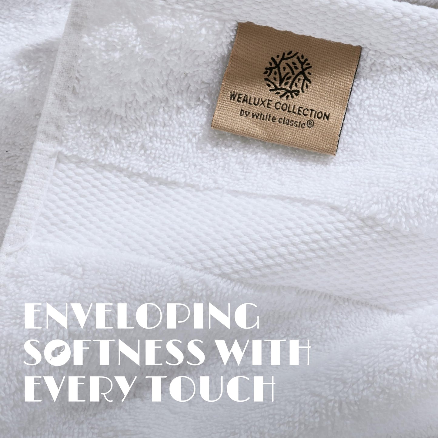 Wealuxe White Hand Towels for Bathroom [12 Pack] Cotton Hand Towel Bulk for Gym, Kitchen and Spa, 16x27 Inches Soft Highly Absorbent Quick Dry Terry Salon Towels