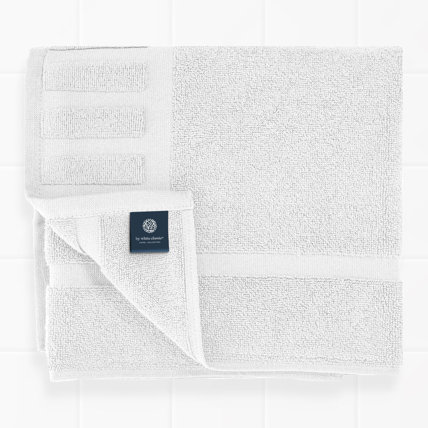 White Classic Luxury Bath Mat Floor Towel Set - Absorbent Cotton Hotel Spa Shower/Bathtub Mats [Not a Bathroom Rug] 22"x34" | 2 Pack | White