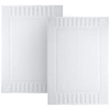 White Classic Luxury Bath Mat Floor Towel Set - Absorbent Cotton Hotel Spa Shower/Bathtub Mats [Not a Bathroom Rug] 22"x34" | 2 Pack | White