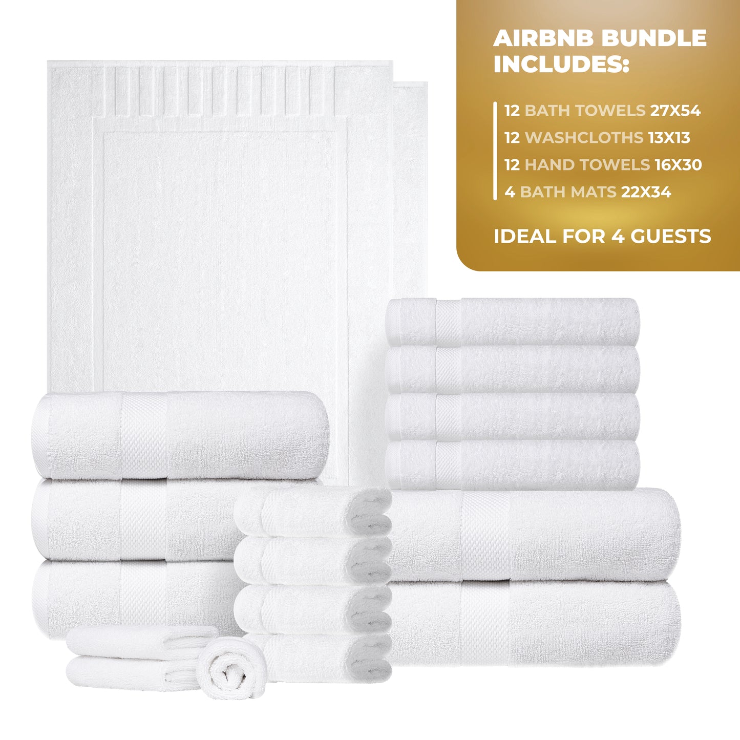 Airbnb Luxury Cotton Towel Bundle - Good for 4 People