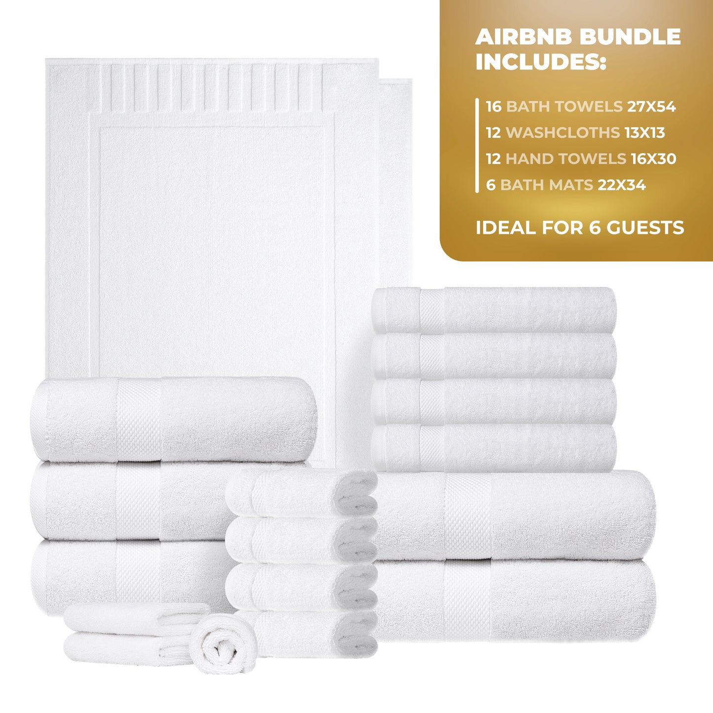 Airbnb Luxury Cotton Towel Bundle - Good for 6 People