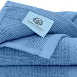 white classic  light blue washcloths