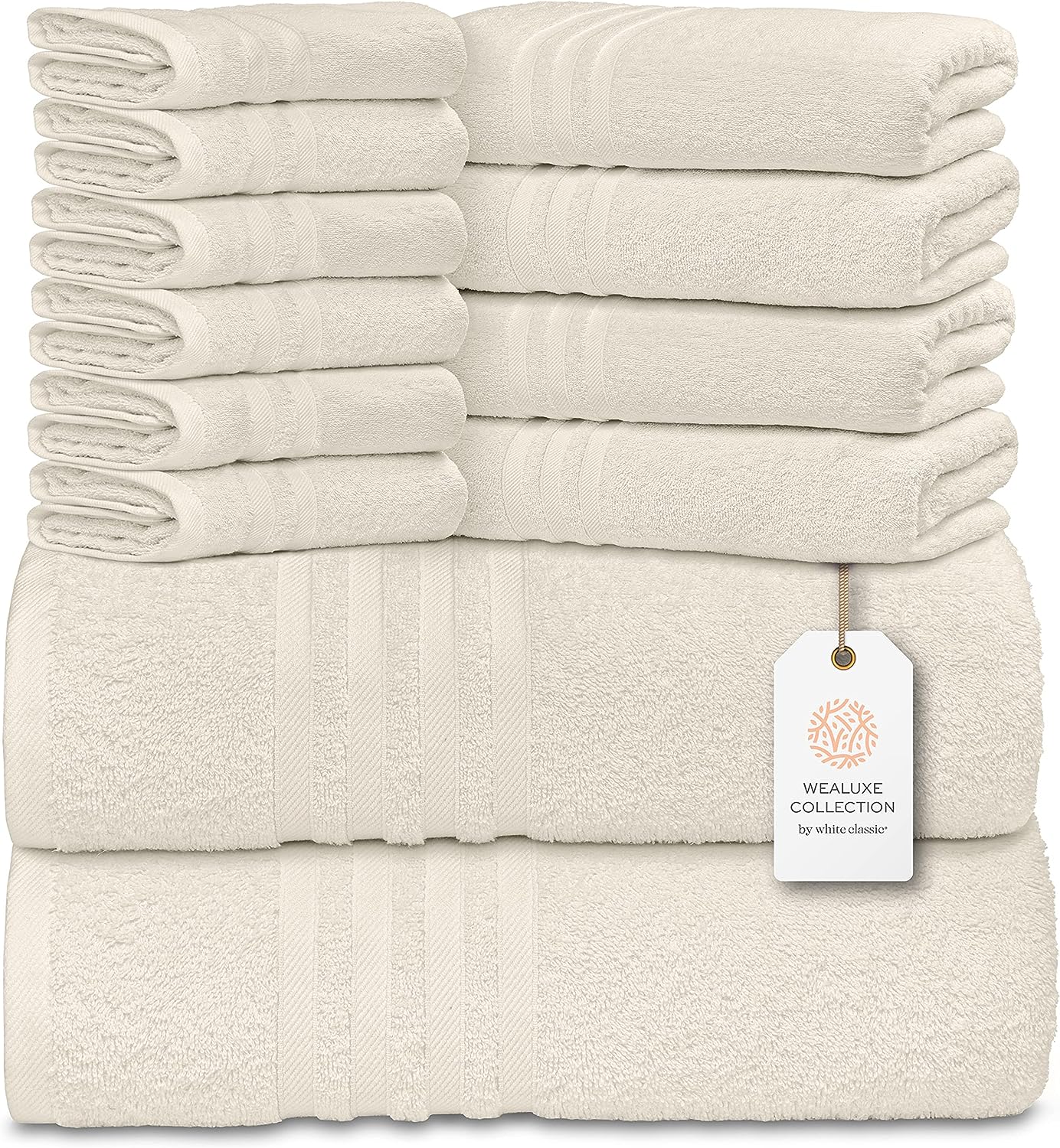 Welauxe Collection 8Pc Beige Towel Set