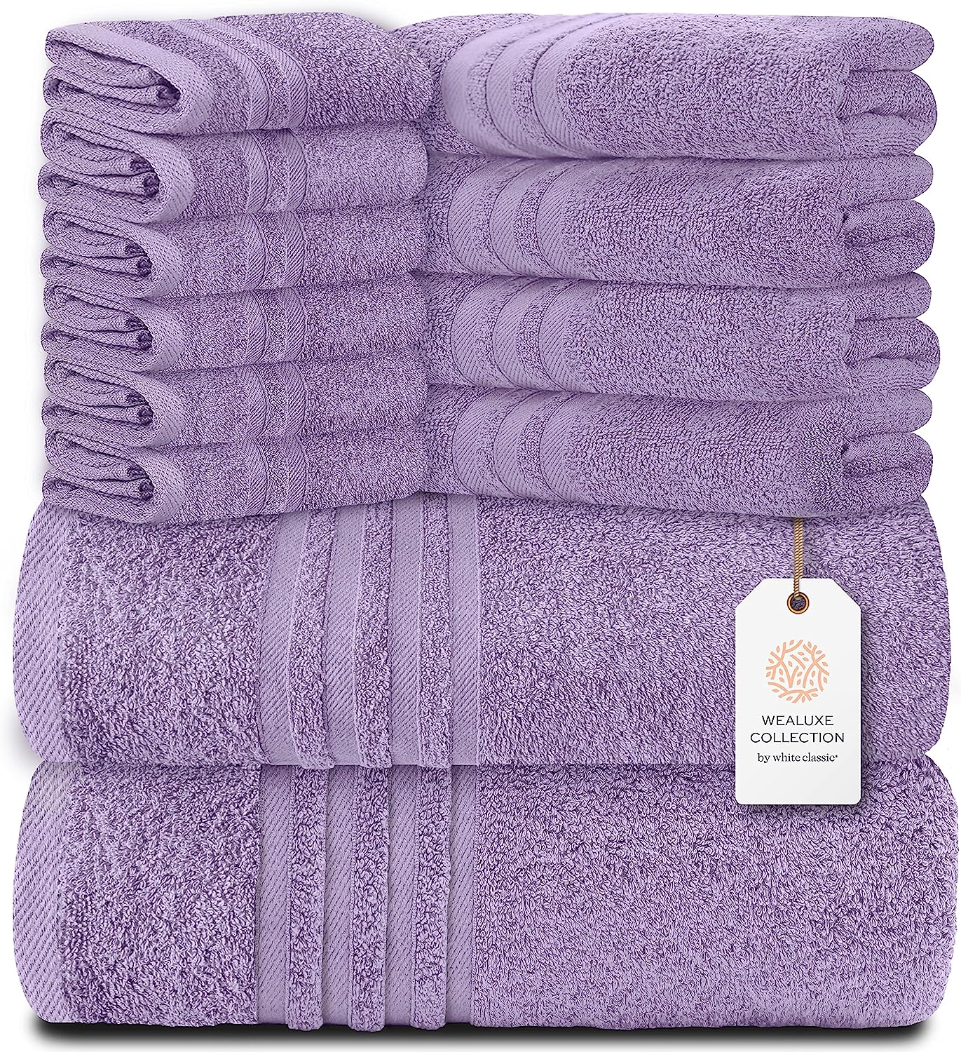 Welauxe Collection 8Pc Lavender Towel Set