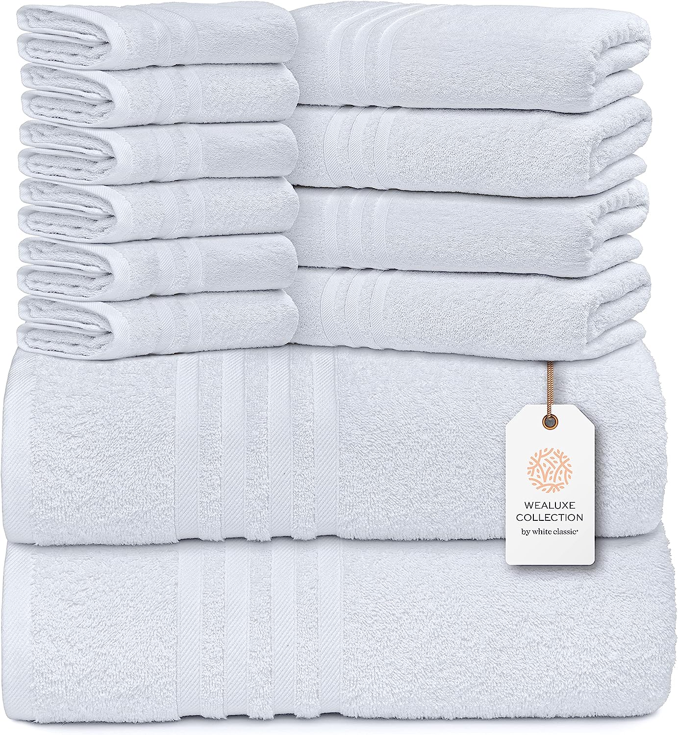 Welauxe Collection 8Pc White Towel Set