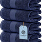 White Classic Hotel Collection 4Pc Navy Blue Bath Towels
