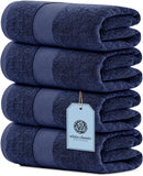 White Classic Hotel Collection 4Pc Navy Blue Bath Towels