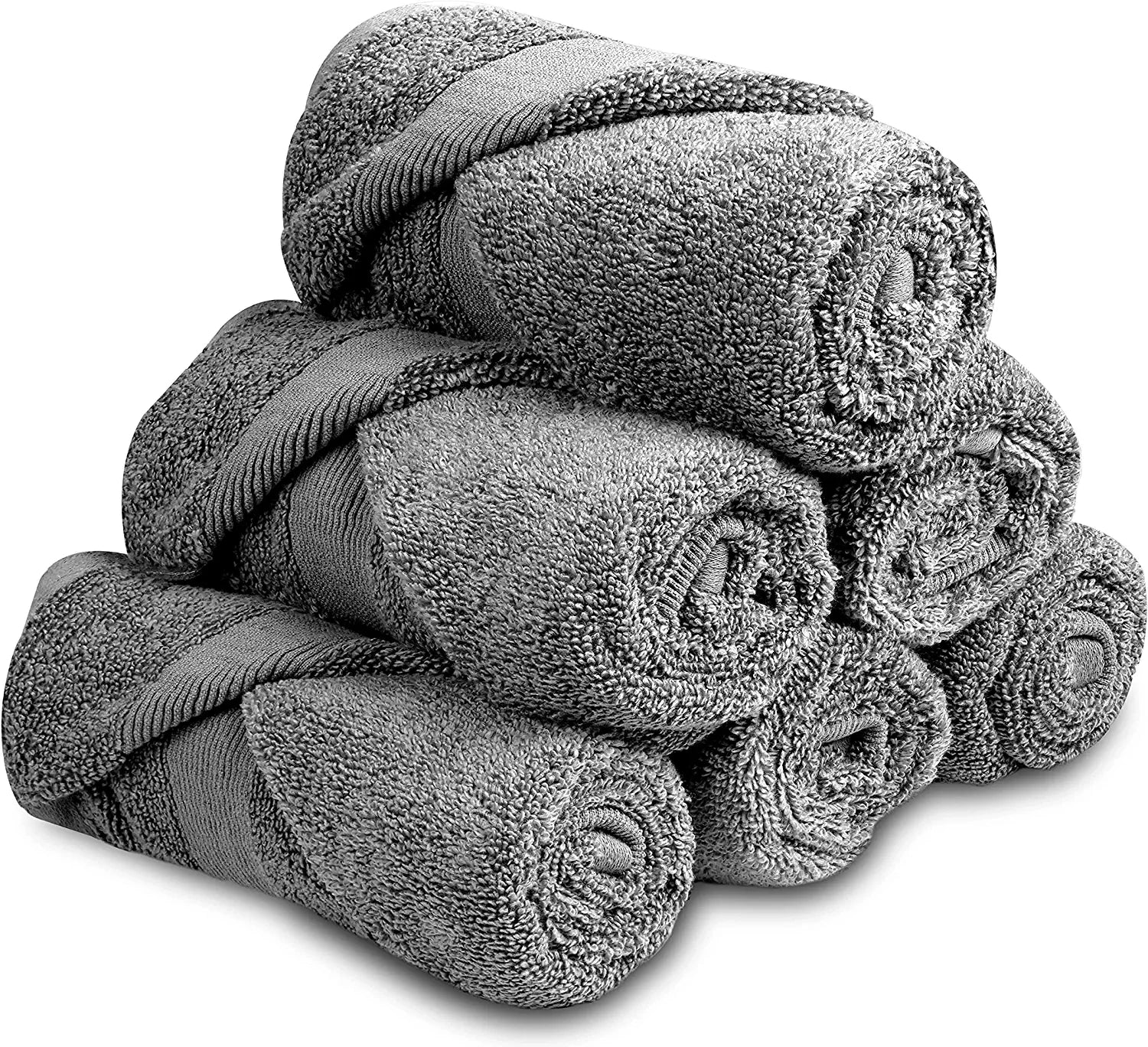 Rolled Gray Hand Towels