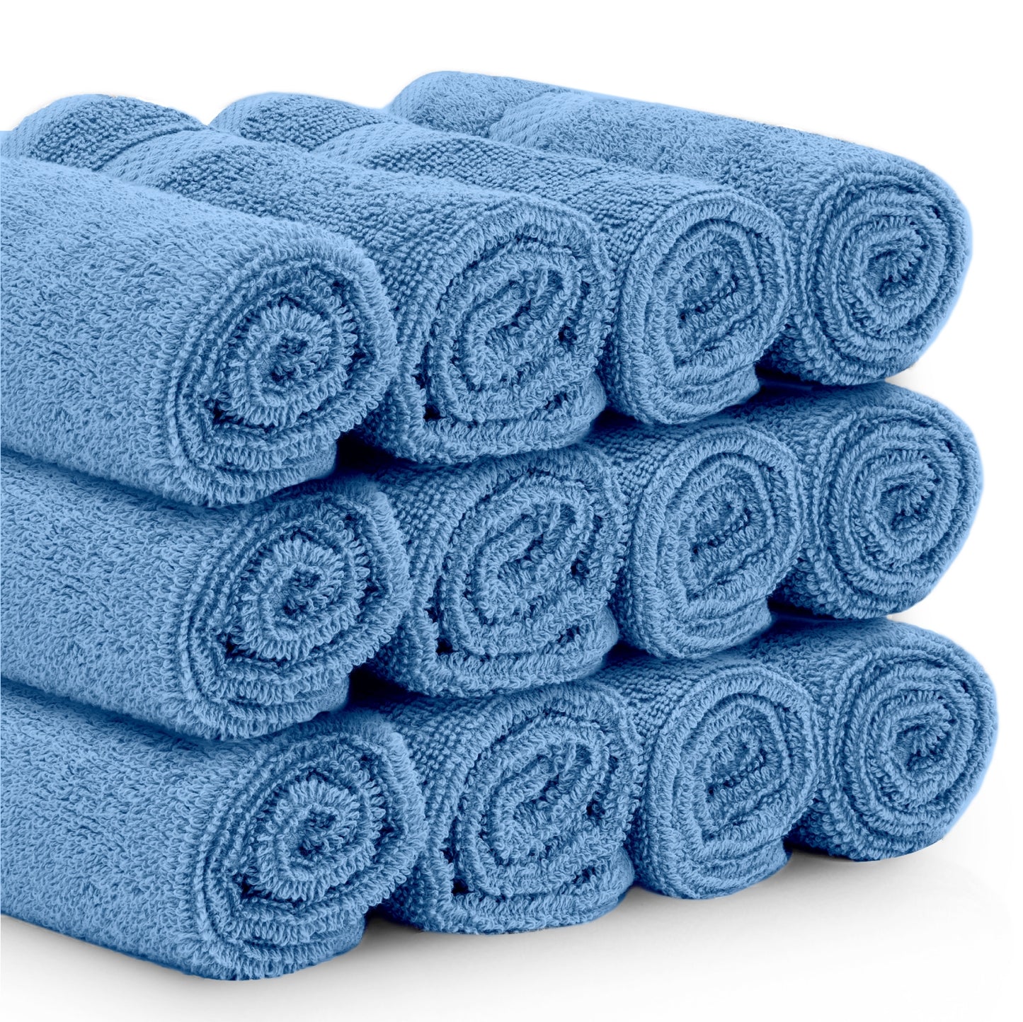 light blue roll washcloths