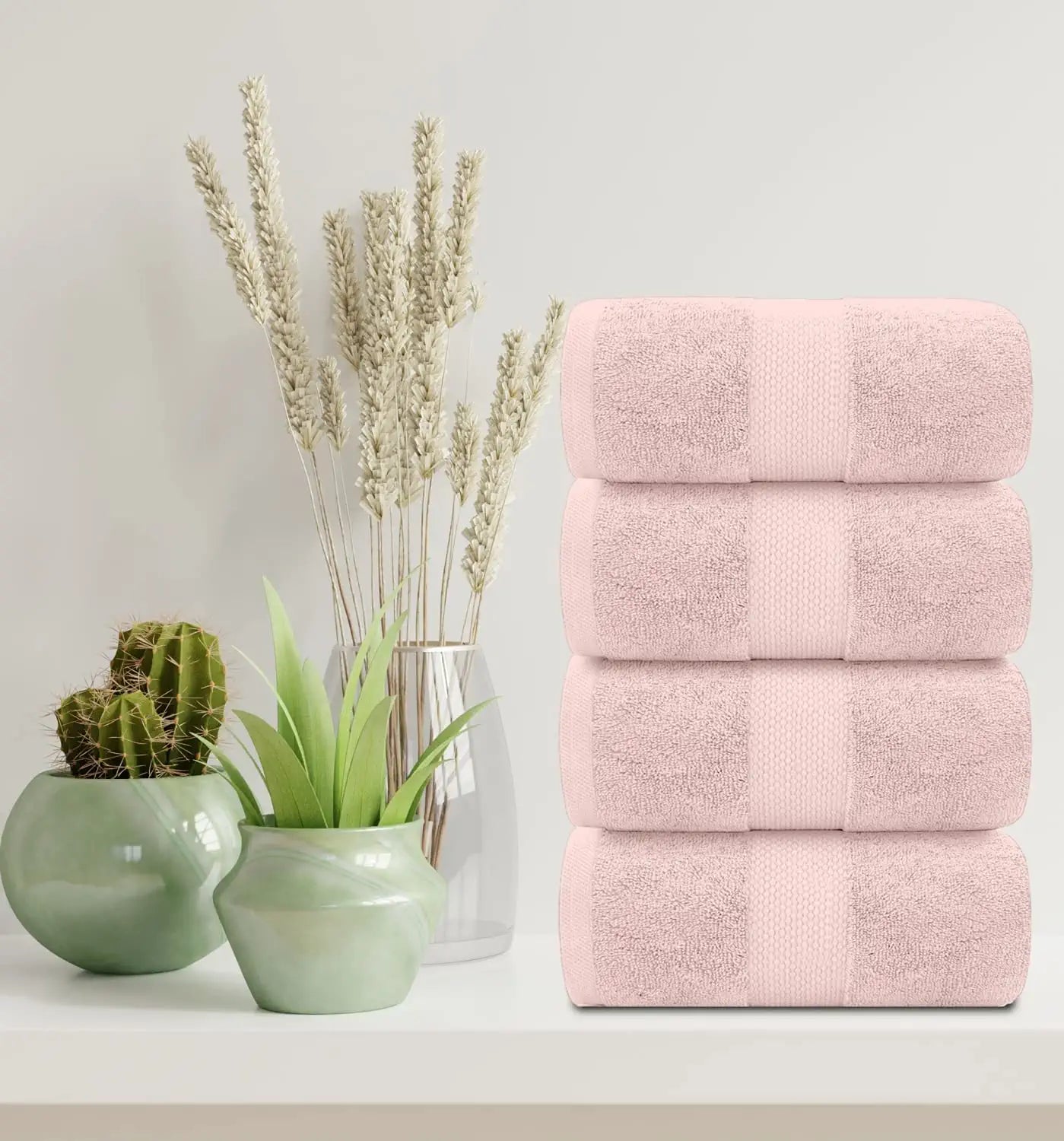4Pc Pink Bath Towels Lifestyle