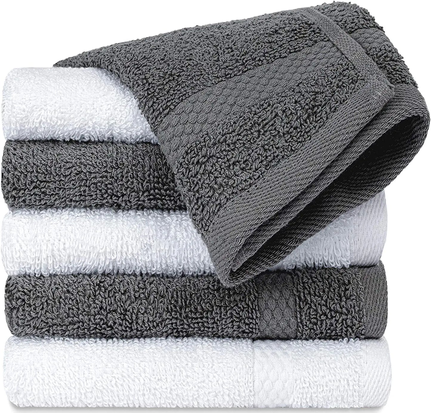 grey and white pack washcloths