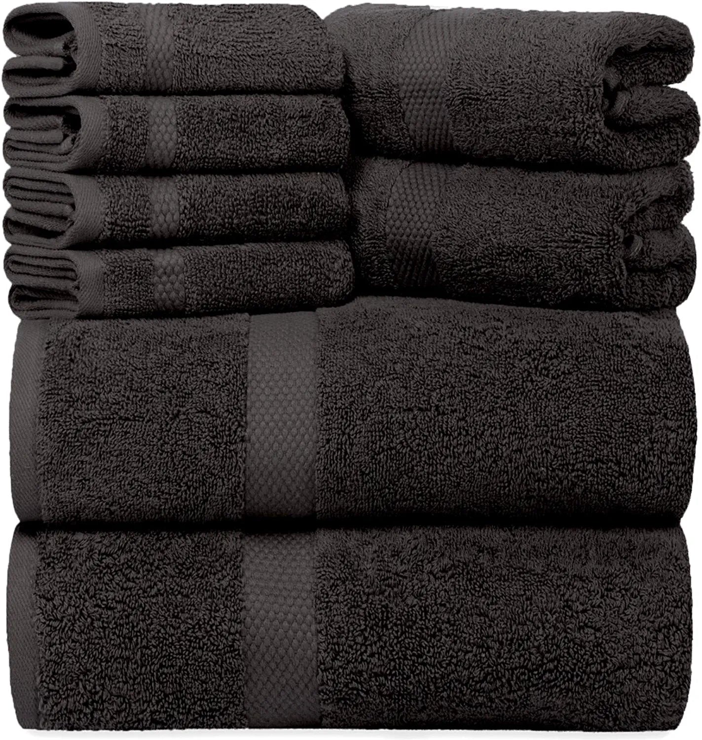 8Pc Black Towel Set