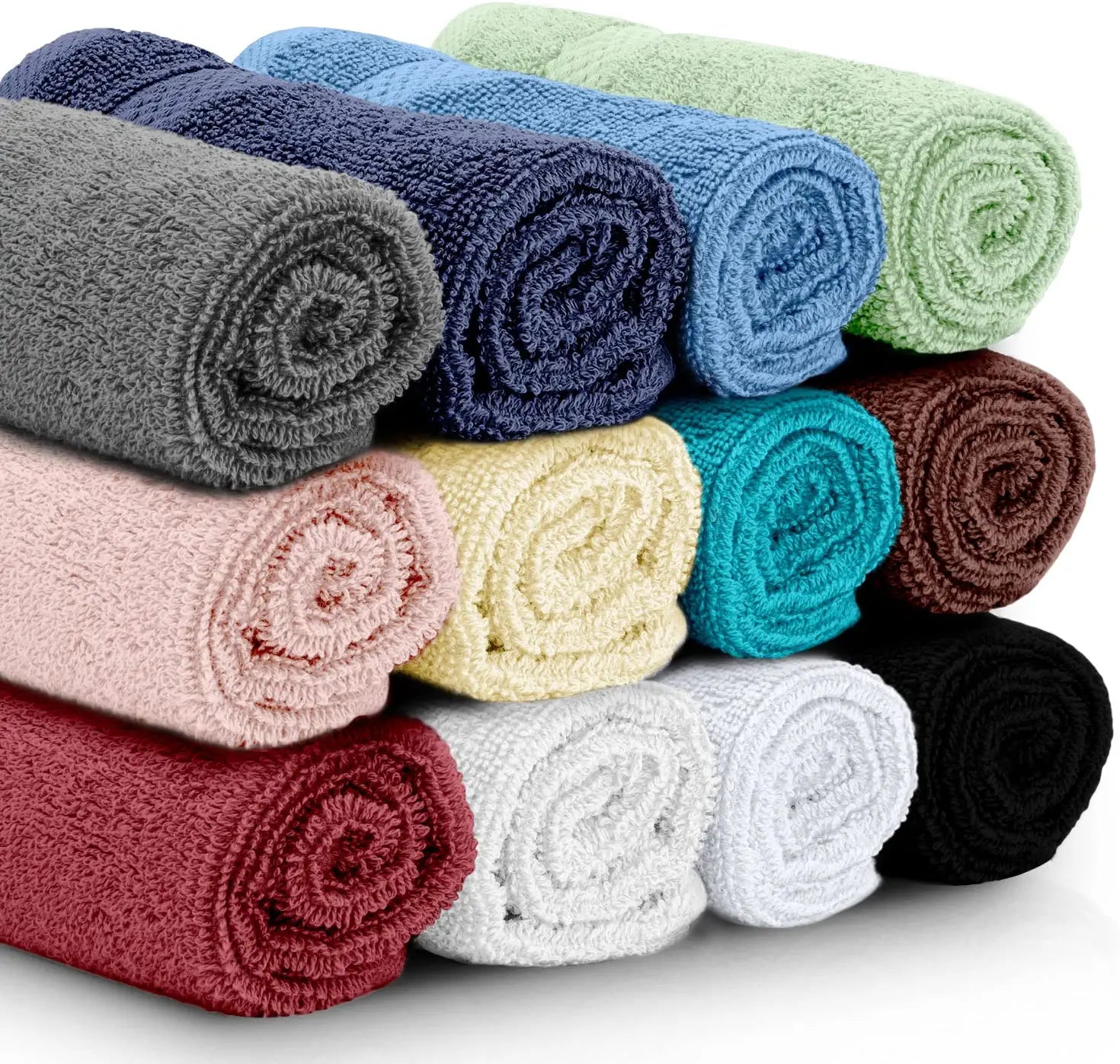 multicolor roll washcloths