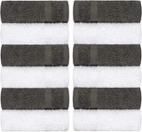 grey and white washcloths