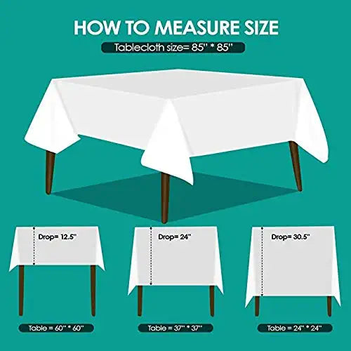 White Square Washable Tablecloth Covers | 2 Pack