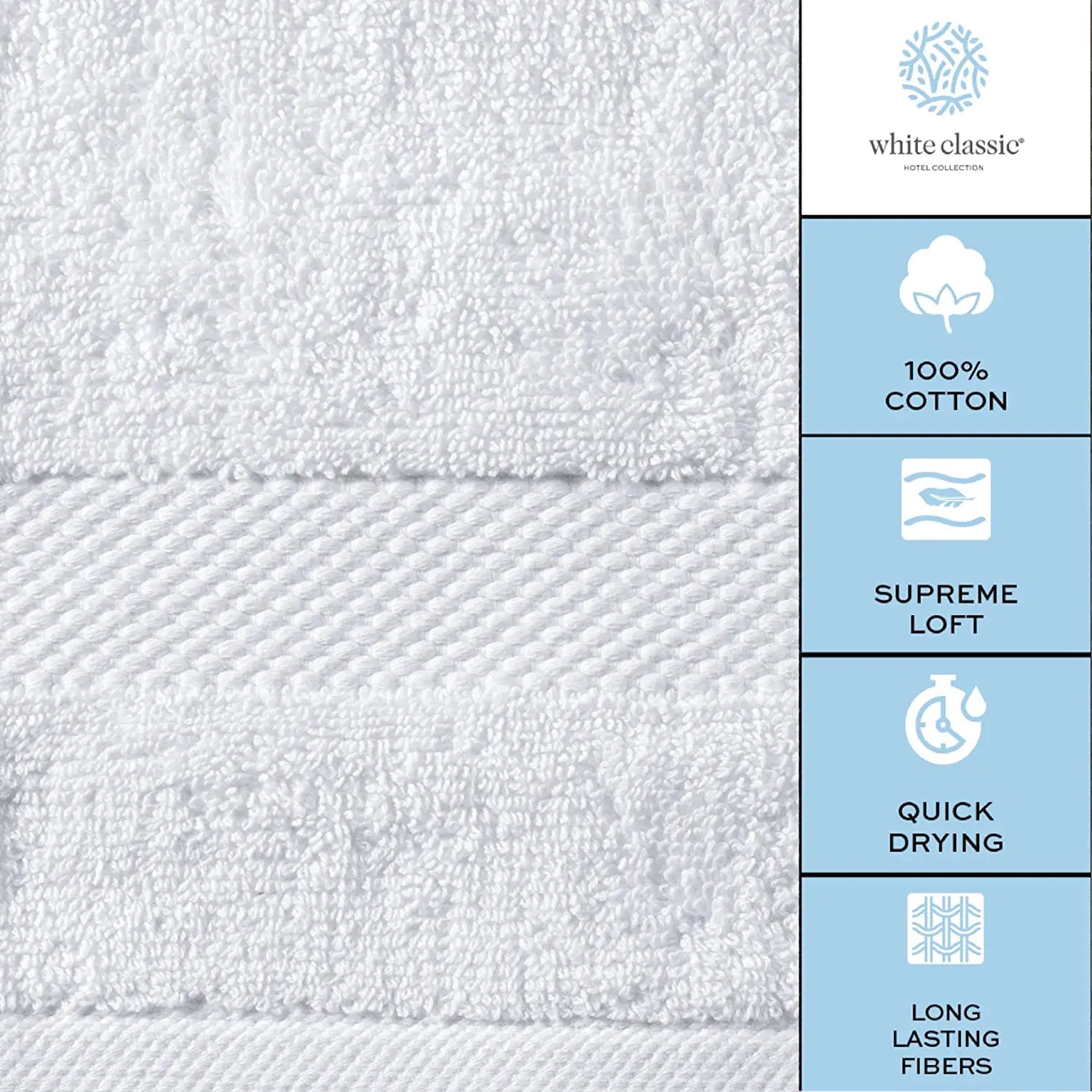 100% Cotton  8Pc White Towel Set