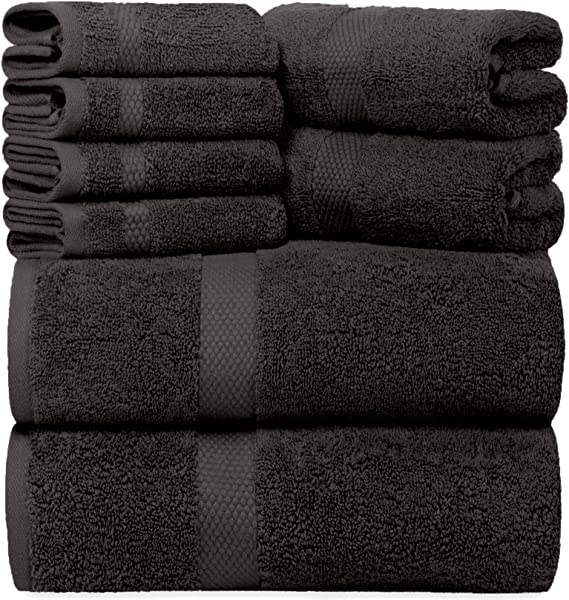 8Pc set Black towels