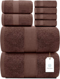 White Classic 8Pc set Brown towels