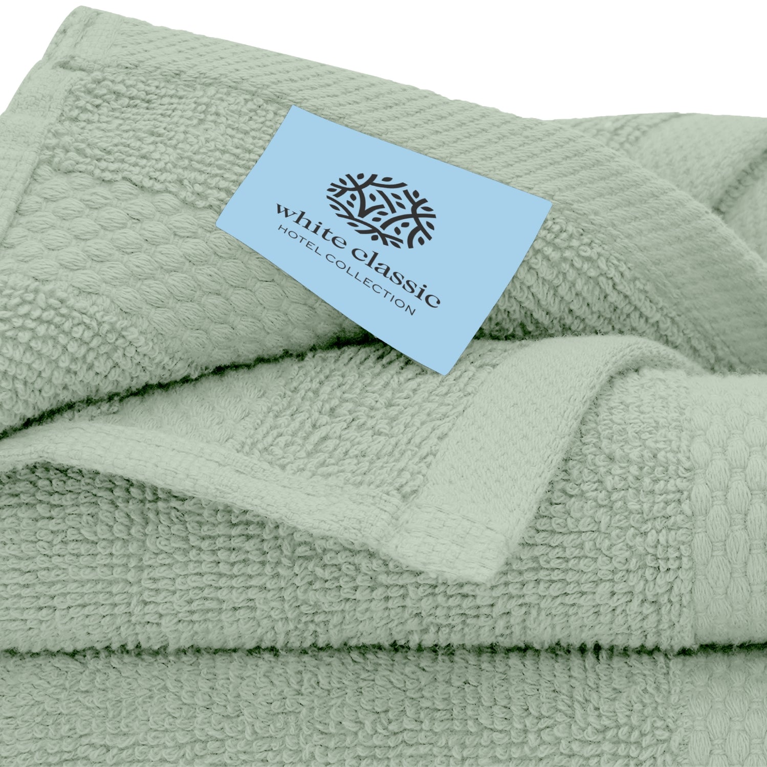 White Classic Hotel Collection Green Towels