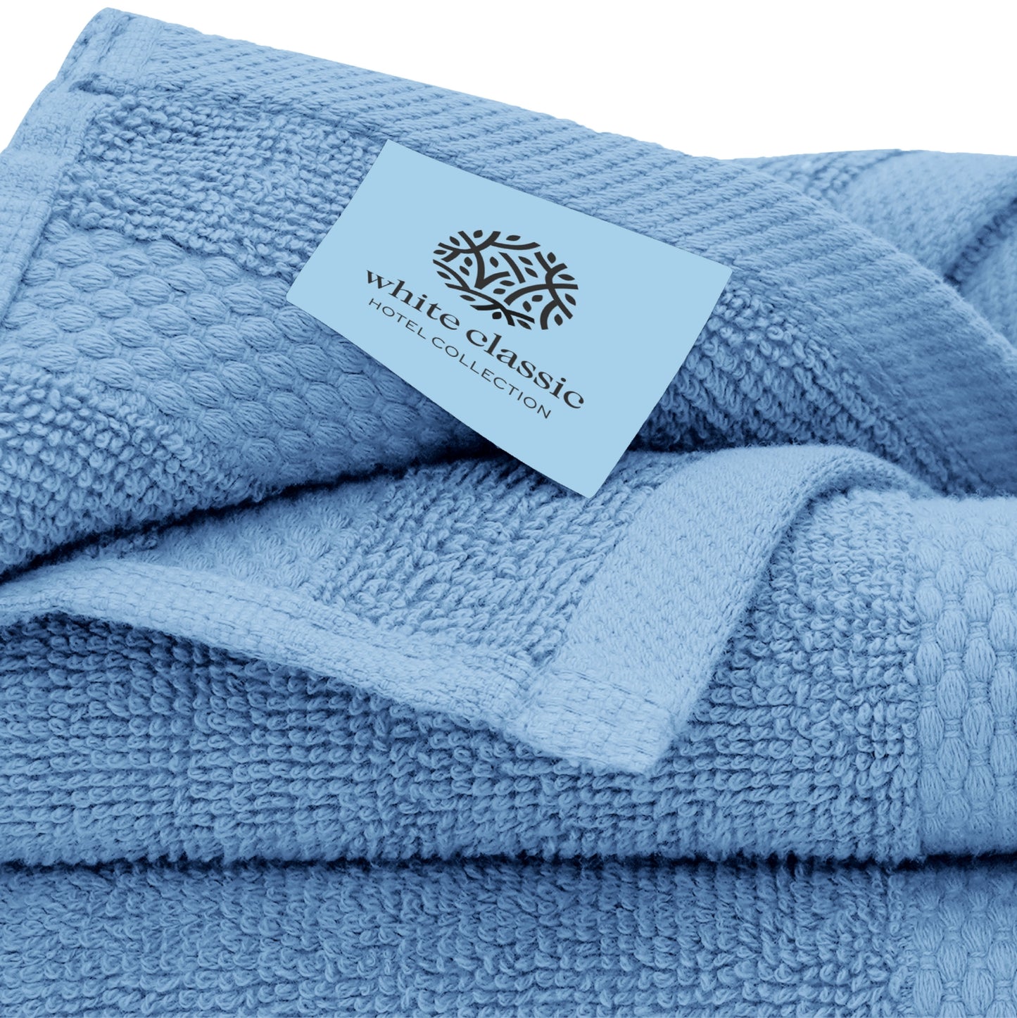 White Classic Hotel Collection Blue Towels