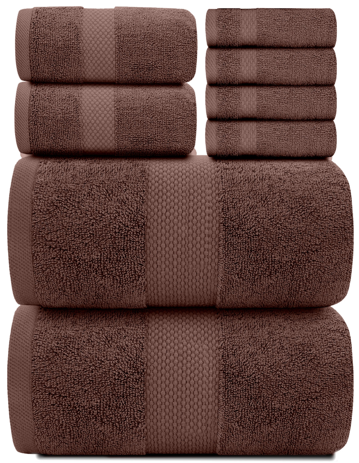 8Pc Brown Towel Set