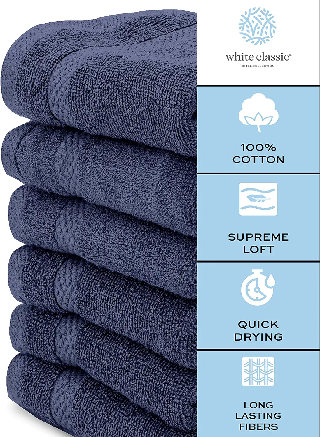 cotton navyblue washcloths