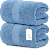 white classic 2pc blue bath sheets
