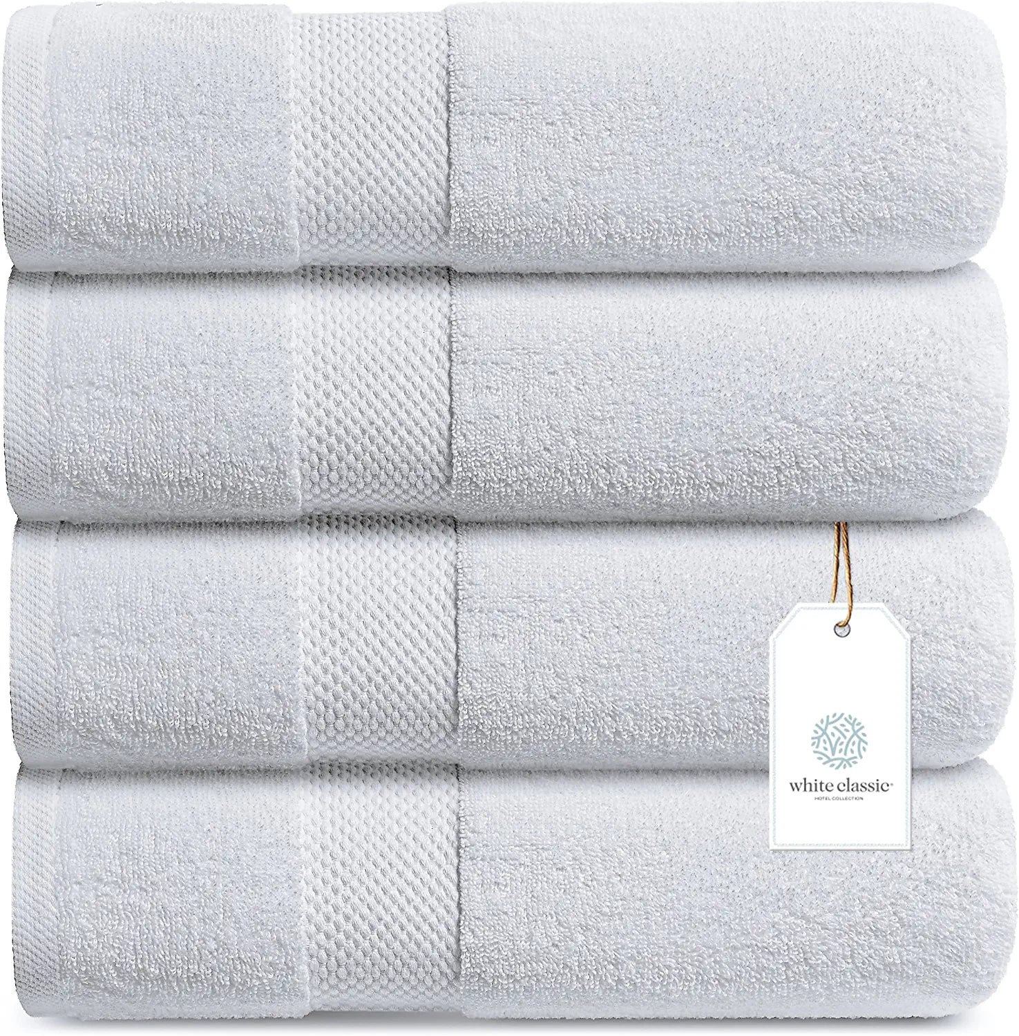 4Pc White Bath Towel