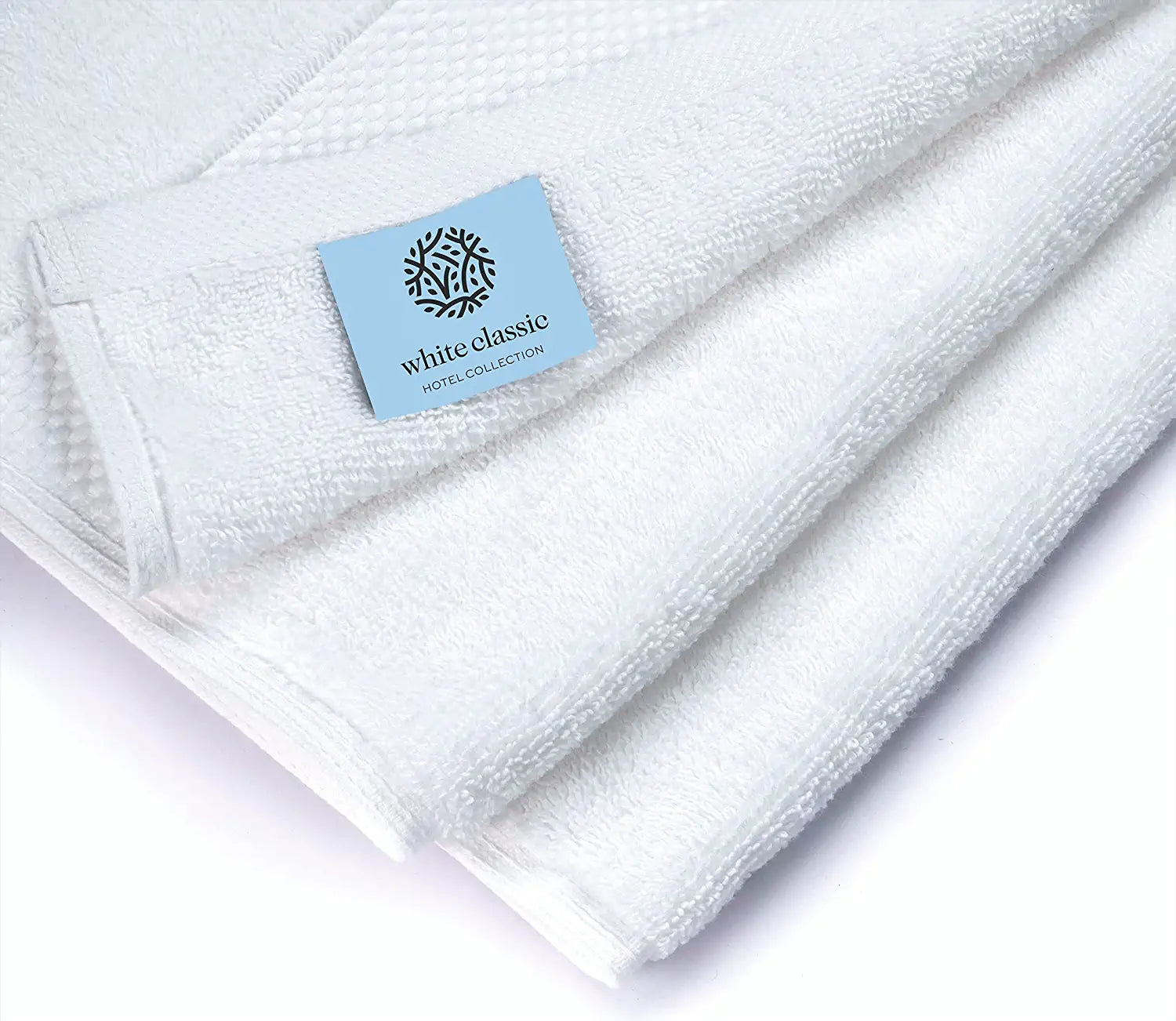 White Classic Luxury Bath Towels - Cotton Hotel spa Towel 27x54 4-Pack Beige