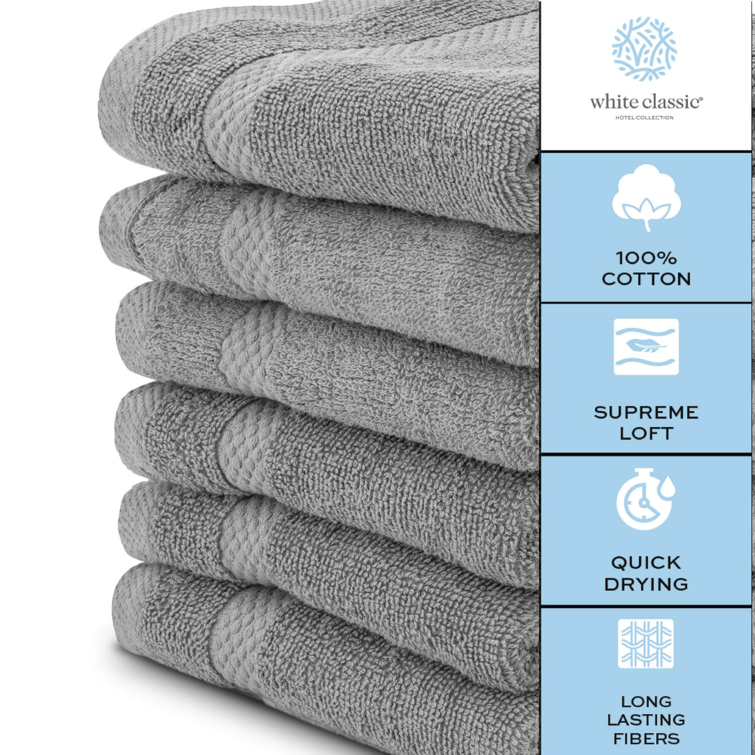 cotton cool grey washcloths